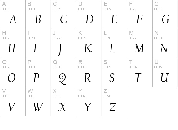 Californian FB Italic uppercase A-Z preview
