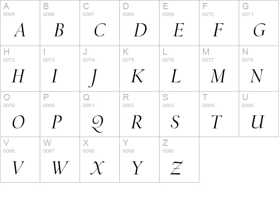 CalifornianDisplay-Italic uppercase A-Z preview