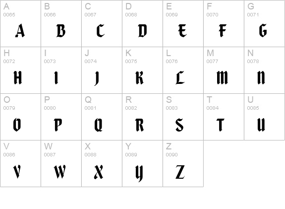 Caligra MN uppercase A-Z preview