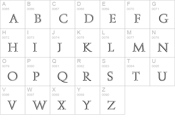 Caligula uppercase A-Z preview