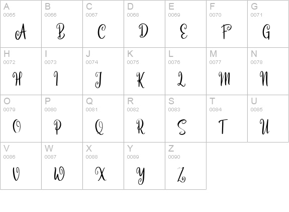 Calinastiya uppercase A-Z preview