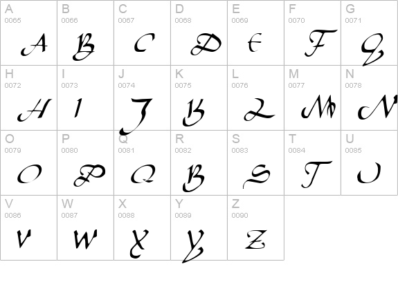 Caliph Regular uppercase A-Z preview