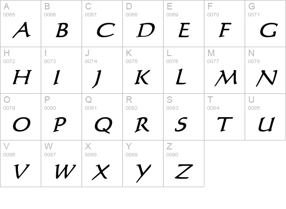Calli 109 BoldItalic uppercase A-Z preview