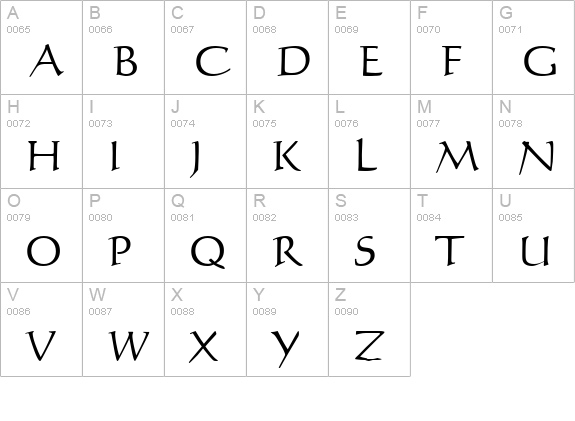 Calli 109 Normal uppercase A-Z preview