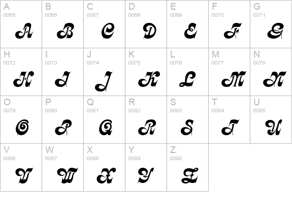 Calligraph Medium uppercase A-Z preview