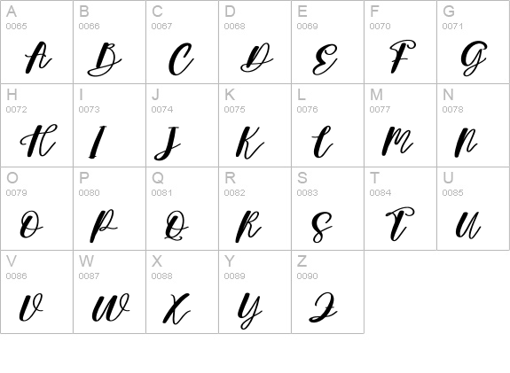 Calligrapher uppercase A-Z preview