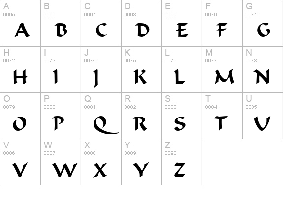 Calligrapher Regular uppercase A-Z preview