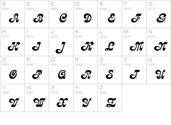 Calligraphia uppercase A-Z preview
