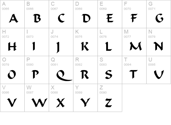 Calligraphic Regular uppercase A-Z preview