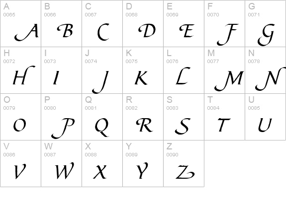 CalligraphScript-Swash-Regular uppercase A-Z preview