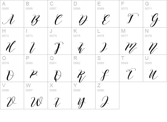 Calligraphy uppercase A-Z preview