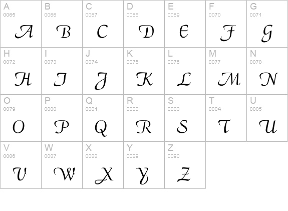 CalligraphyFLF uppercase A-Z preview