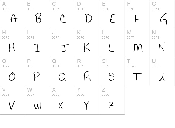 CalvinsHand Regular uppercase A-Z preview
