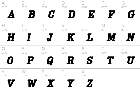 Cam BoldOblique uppercase A-Z preview