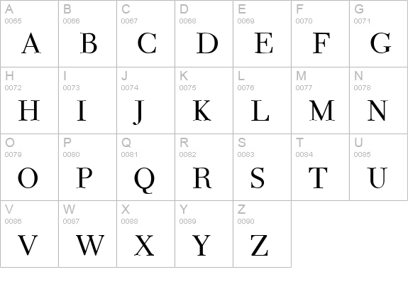 Camelia Regular uppercase A-Z preview