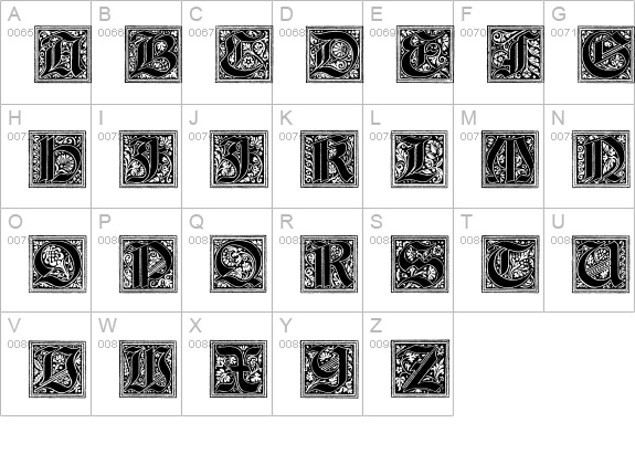 Camelot_Initials uppercase A-Z preview