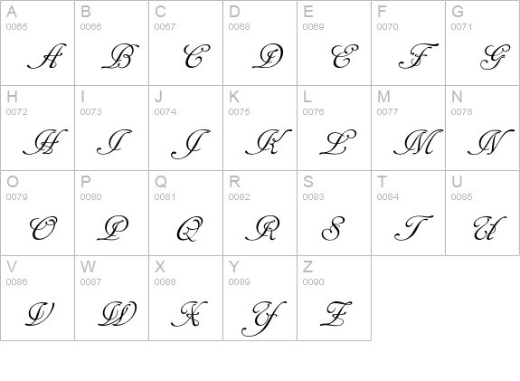 Cancellaresca Script uppercase A-Z preview