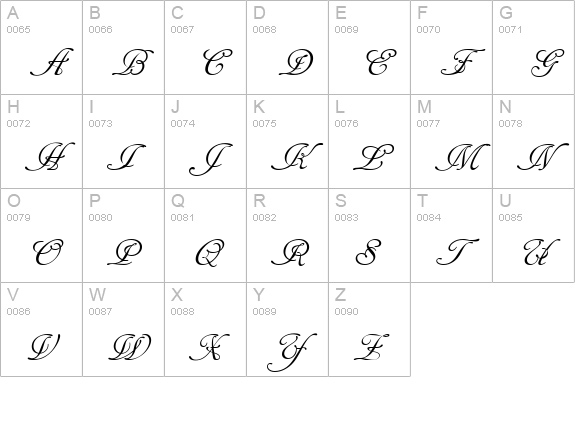 Cancellaresca Script Plain uppercase A-Z preview