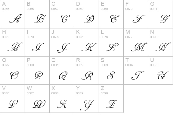 Cancellaresca Script Std uppercase A-Z preview