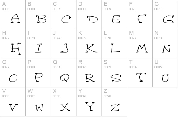 CandysHand Regular uppercase A-Z preview