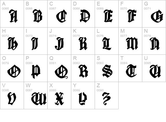 CantaraGotica uppercase A-Z preview