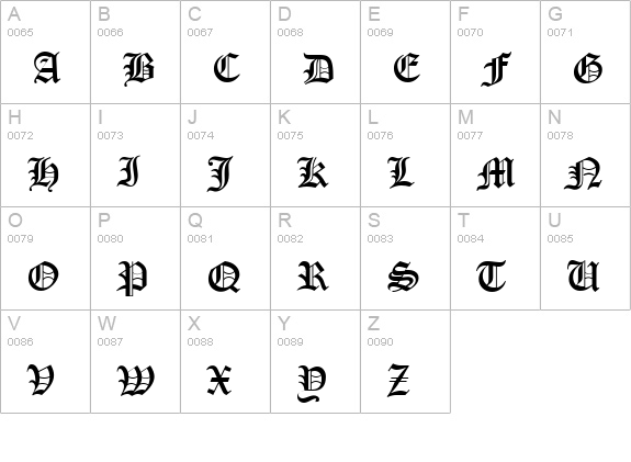 Canterbury Regular uppercase A-Z preview