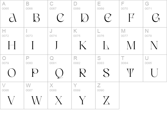 Canteria uppercase A-Z preview