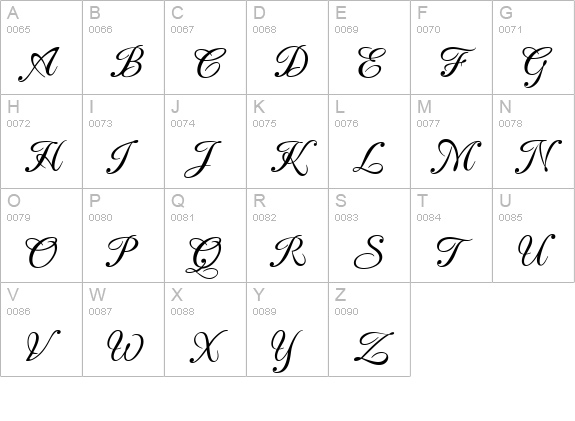 Carattere Italic uppercase A-Z preview
