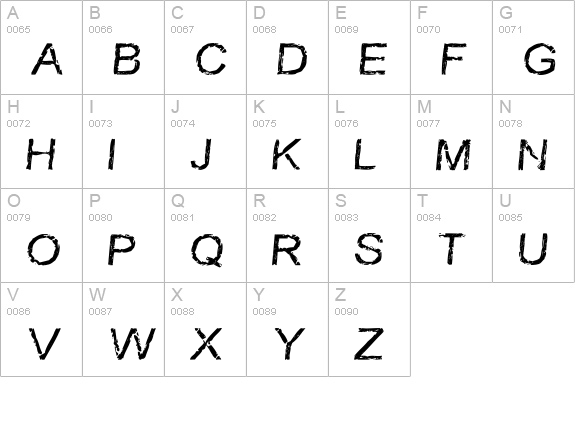 Carbonized Timber uppercase A-Z preview