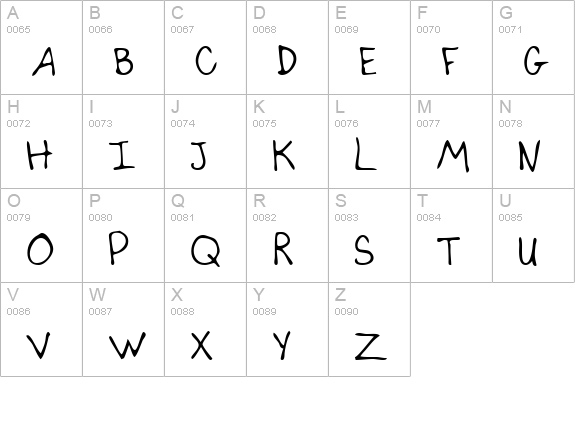 CarlysHand Regular uppercase A-Z preview