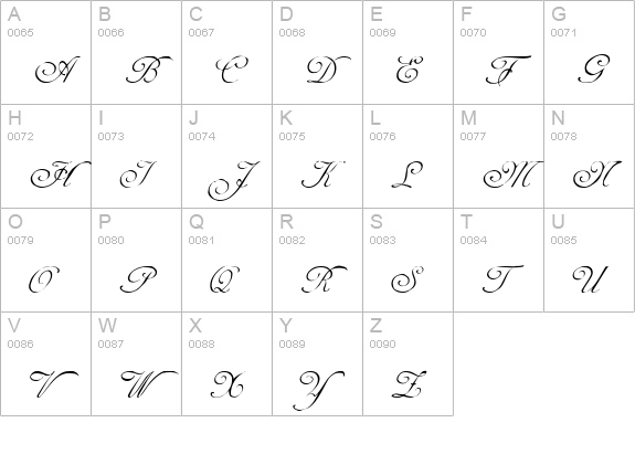 Carmel Script SSi uppercase A-Z preview