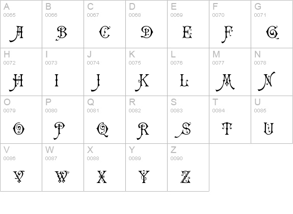 Carmencita uppercase A-Z preview