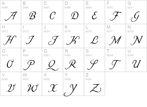 Carmilla Demo uppercase A-Z preview