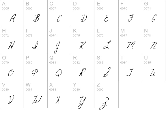 CarolinesHand Regular uppercase A-Z preview