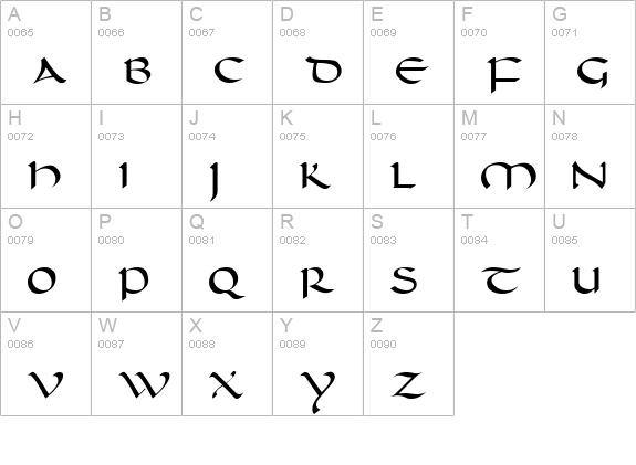 Carolingia uppercase A-Z preview