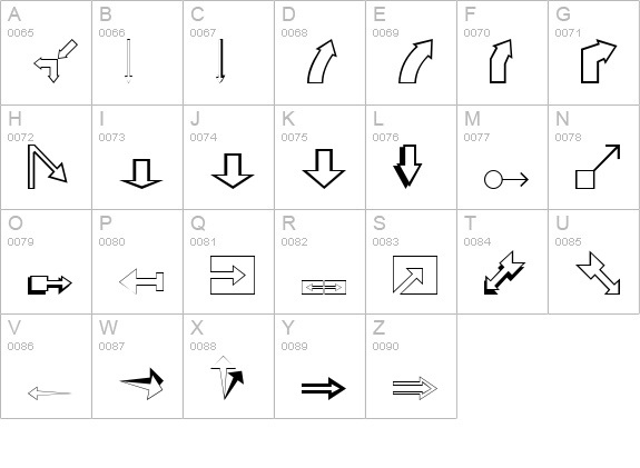 Carr Arrows (outline) uppercase A-Z preview