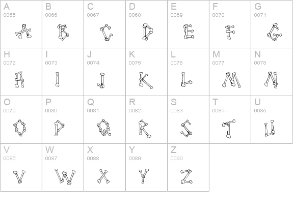 Cartoon Bones uppercase A-Z preview