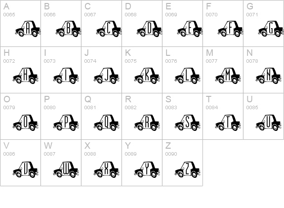CarTown uppercase A-Z preview