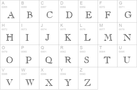 Cas Open Face Normal uppercase A-Z preview