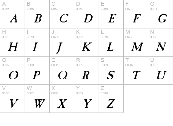 CasablancaAntique Italic uppercase A-Z preview
