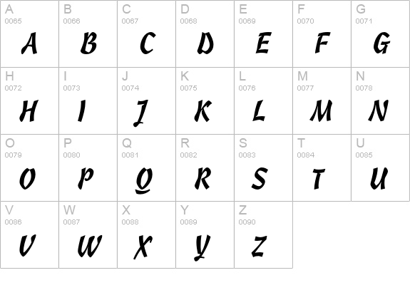 Cascade Script uppercase A-Z preview