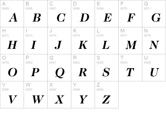 Caslon 224* Bold Italic uppercase A-Z preview