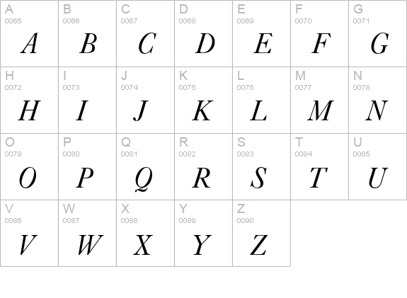 Caslon 540 Italic uppercase A-Z preview
