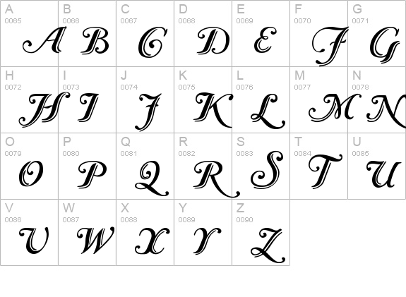 Caslon Calligraphic Initials uppercase A-Z preview
