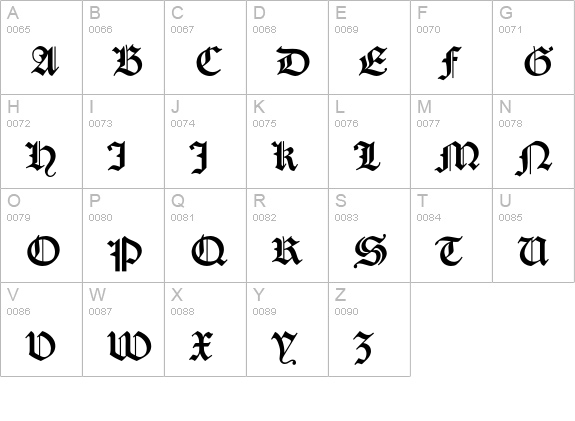Caslon Gotisch uppercase A-Z preview