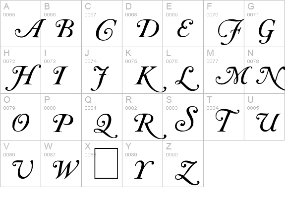 Caslon Initials uppercase A-Z preview