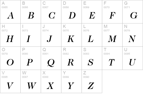Caslon-Osf-Medium-Italic uppercase A-Z preview