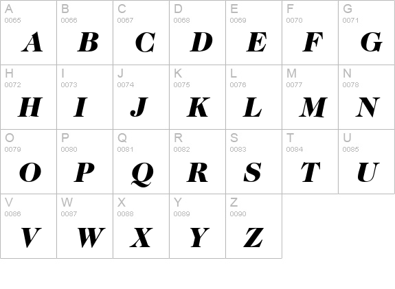 Caslon335Black-RegularItalic uppercase A-Z preview