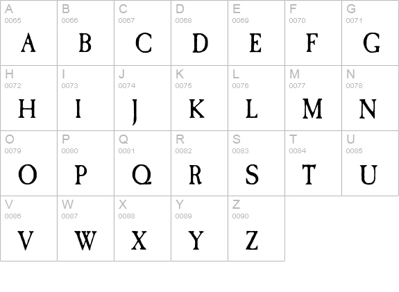 CaslonAntiqueEF uppercase A-Z preview