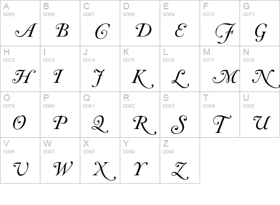 CaslonItalicSwashesPlain uppercase A-Z preview